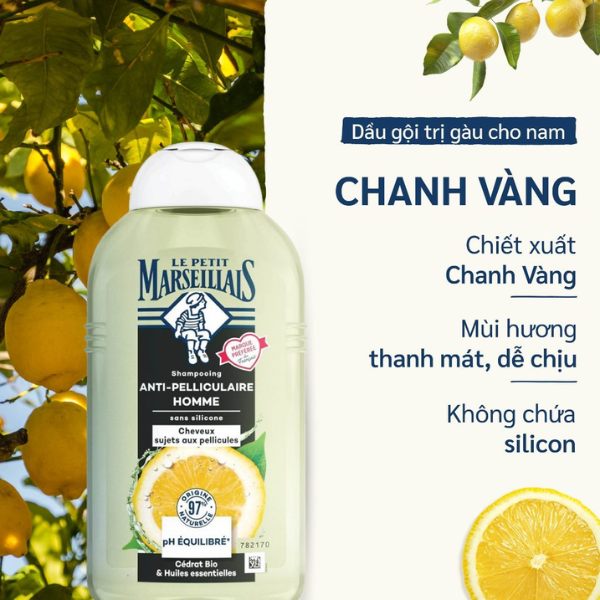Dầu Gội Le Petit Marseillais - Hương Chanh Vàng - Dưỡng Ẩm Nhẹ Với Chiết Xuất Hữu Cơ 250ml