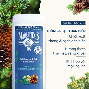 Sữa Tắm Và Ngâm Bồn Dạng Kem Le Petit Marseillais - Hương Thông & Bạch đàn - Dịu Nhẹ 650ml