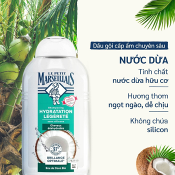 Dầu Gội Le Petit Marseillais - Hương Dừa - Dưỡng Ẩm Nhẹ Với Chiết Xuất Hữu Cơ 250ml